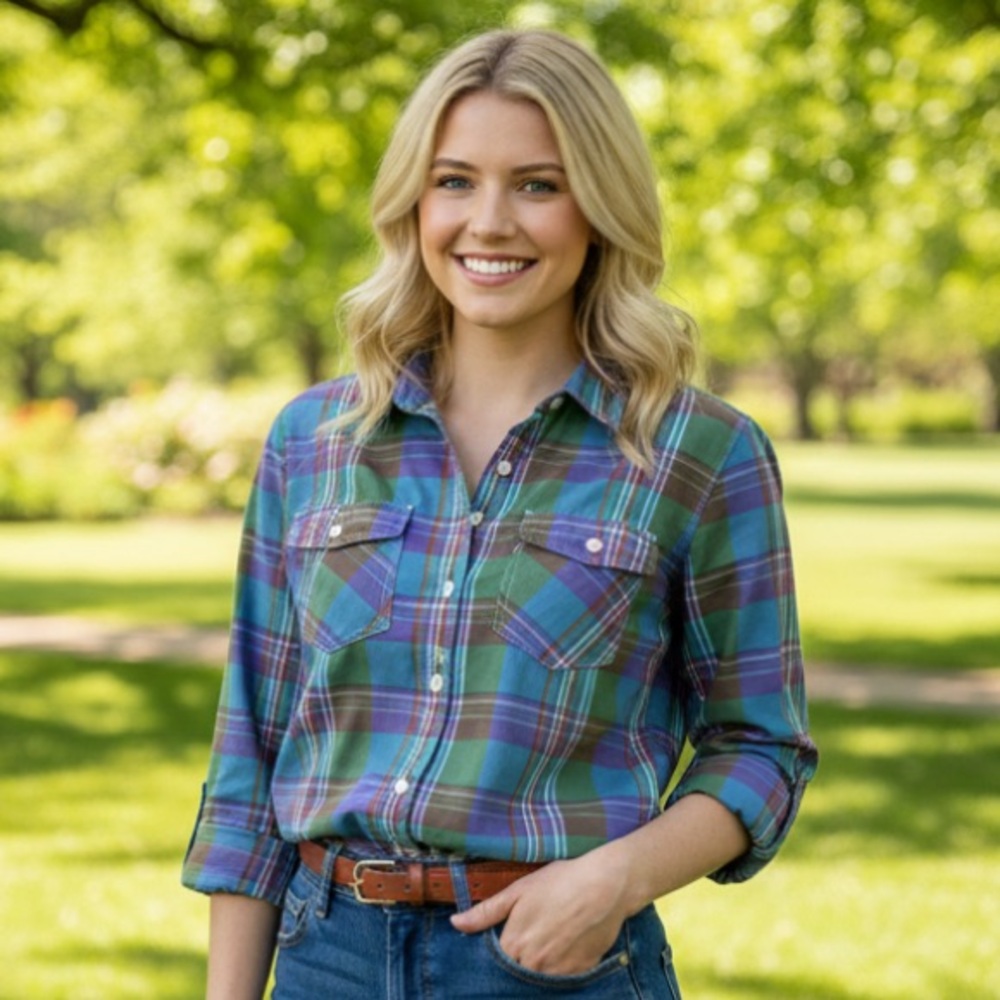 Patagonia Women’s Plaid Button Down Shirt size 2